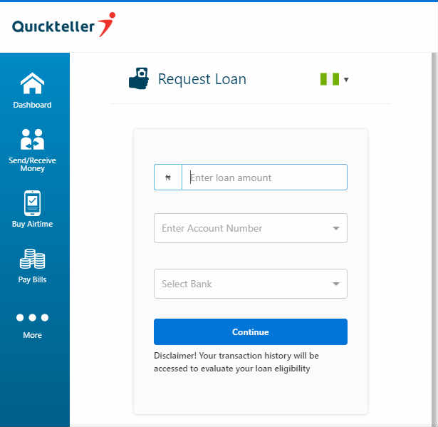 Quickteller Loan Request Form
