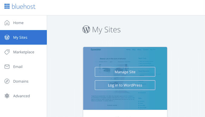 Bluehost Dashboard