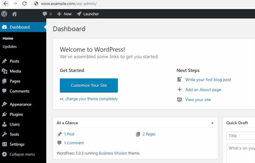 WordPress Dashboard